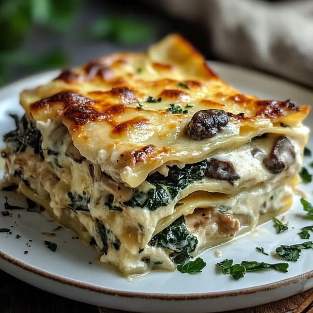 Creamy Spinach and Mushroom Lasagna
