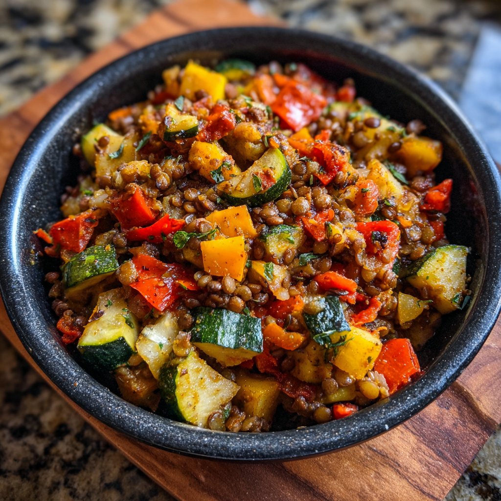 Roasted Veggie Lentil Skillet