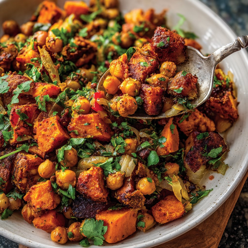 Spiced Sweet Potato Chickpea Hash