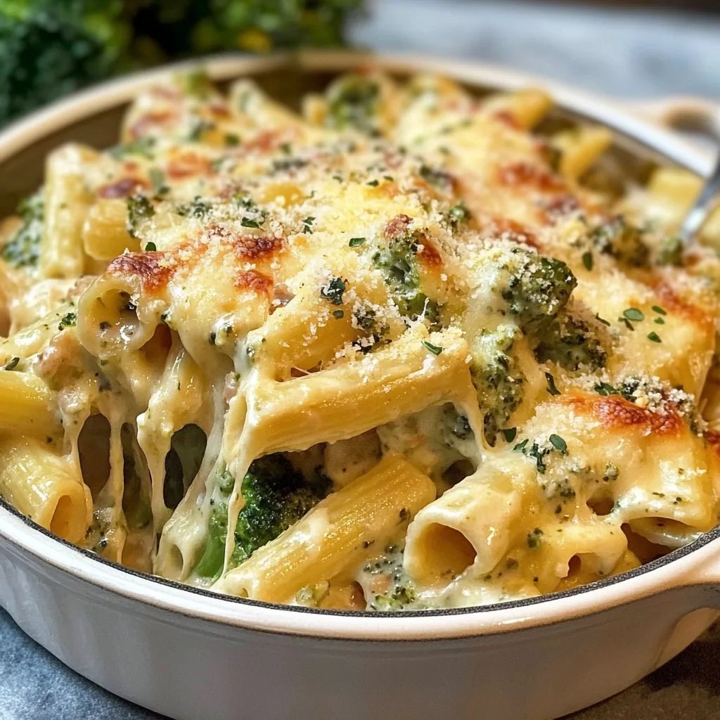 Creamy Pesto Chicken and Broccoli Pasta Bake