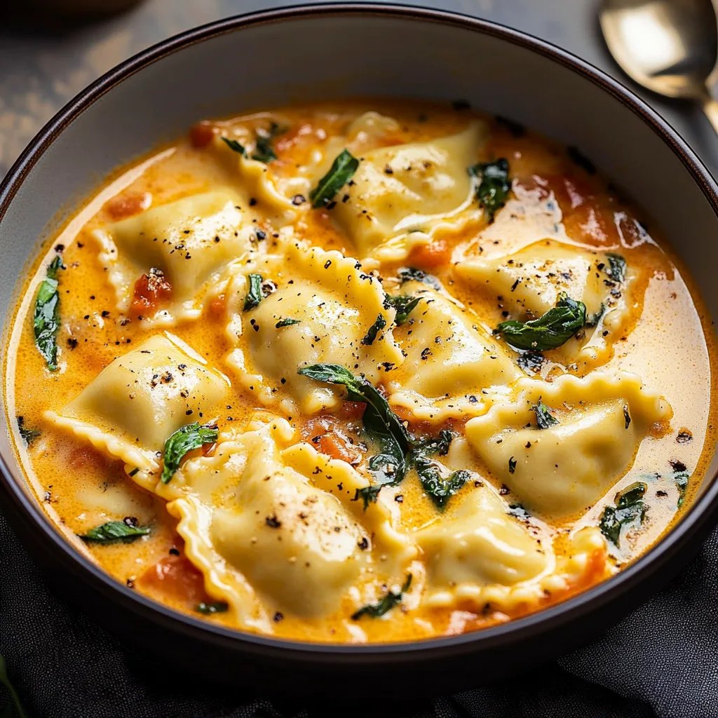 Creamy Tuscan Ravioli Soup