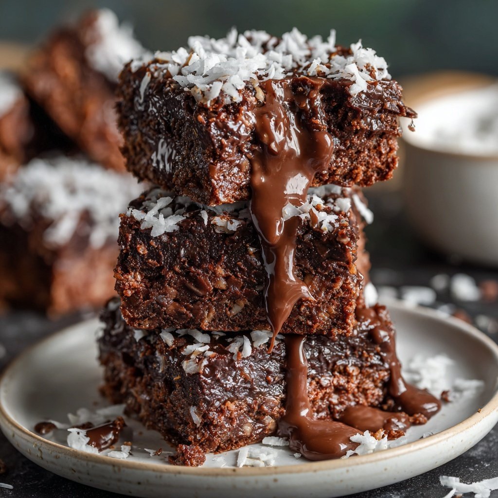 Chocolate Coconut Fudge Squares